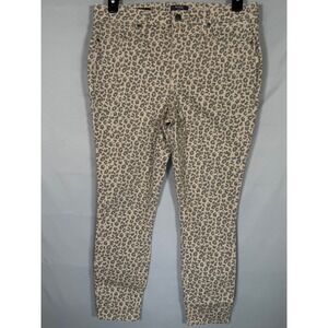 NYDJ for Chicos Leopard Print Skinny Jeans Tan Grey Lift Tuck HMSLP2600 Size 10
